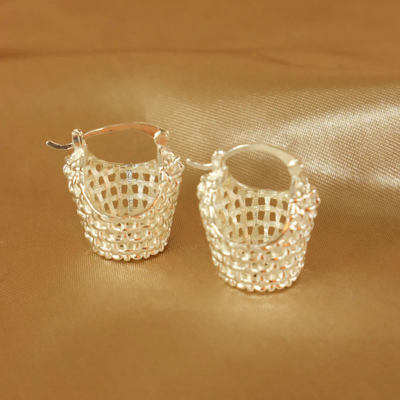 Evangeline 18ct gold plated bucket shaped earrings