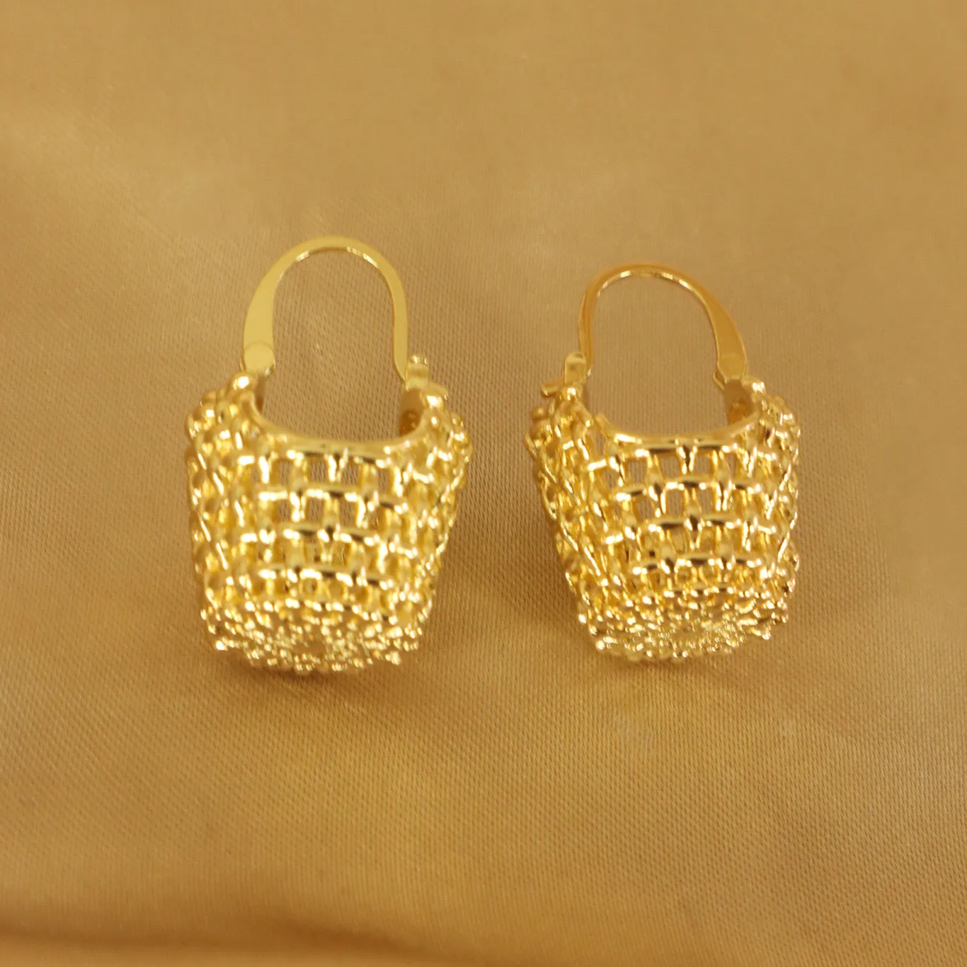 Evangeline 18ct gold plated bucket shaped earrings