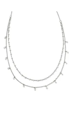 Eve Multi Strand Necklace in Silver White Mix