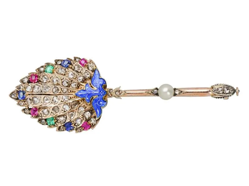 Fan The Fires - Edwardian Diamond Gem Set Brooch