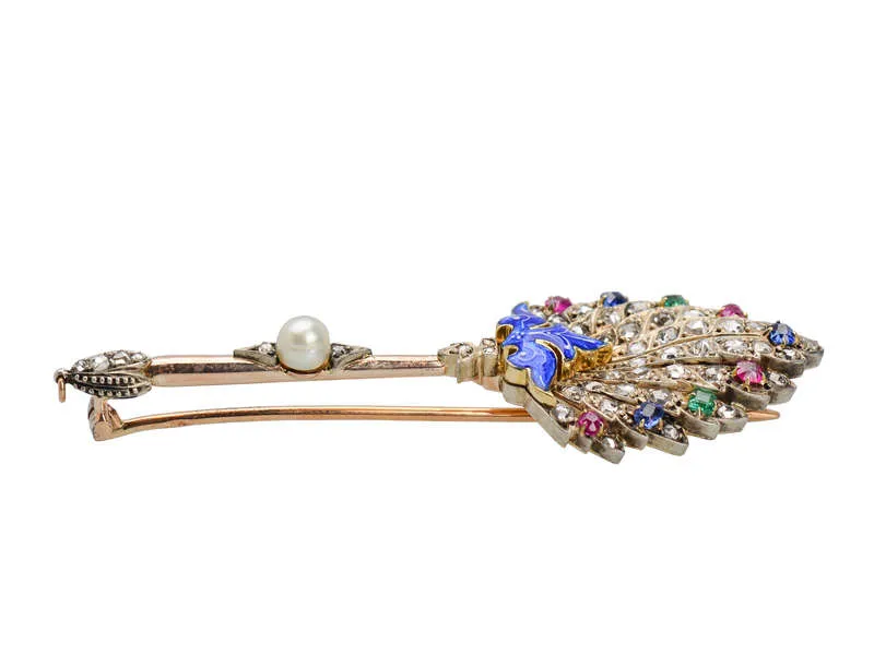 Fan The Fires - Edwardian Diamond Gem Set Brooch