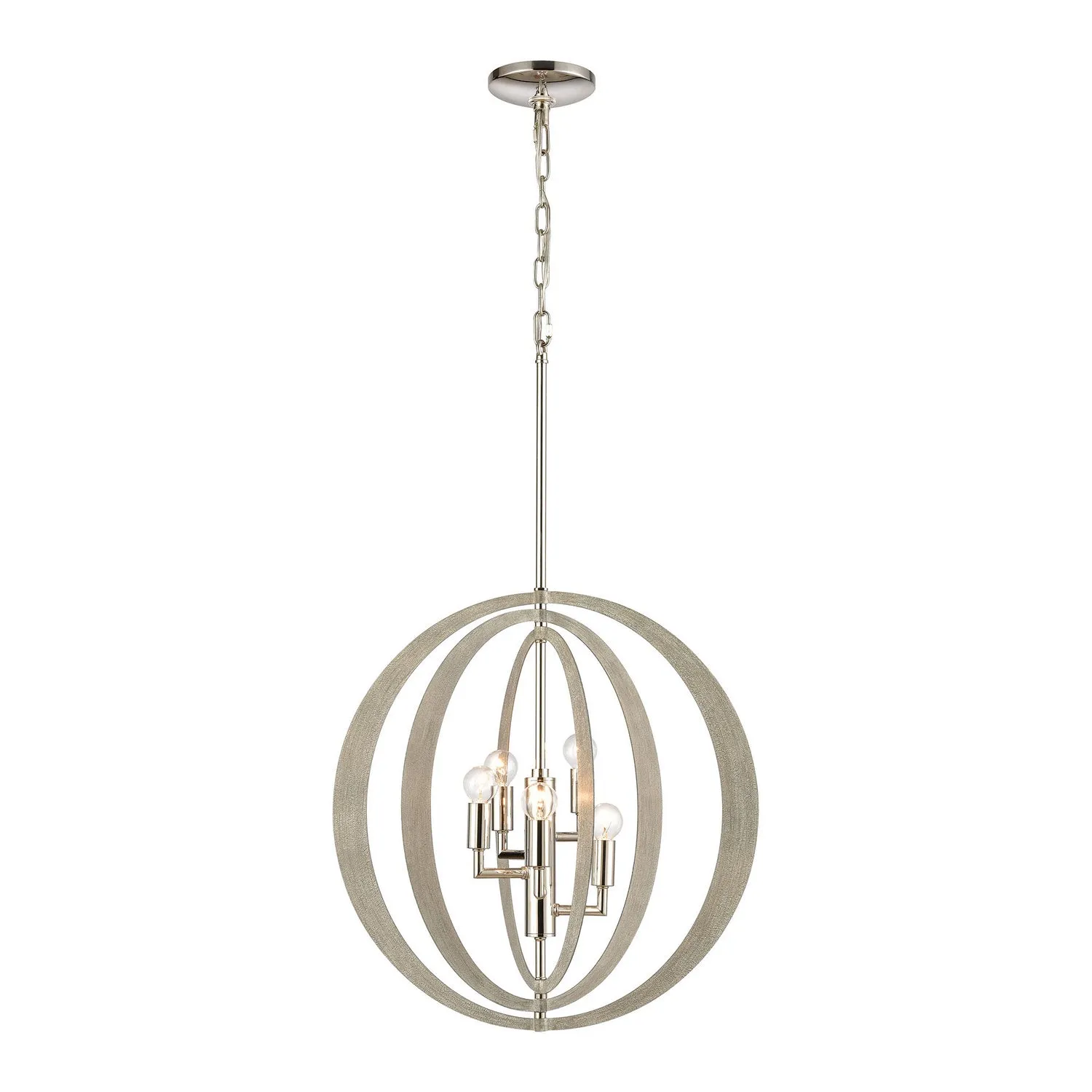 Five Light Chandelier from the Retro Rings Collection in Sandy Beechwood Finish by ELK Home