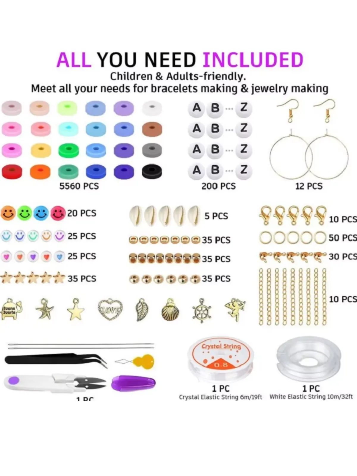 Flat Chip Beads DIY Kit for Boho Bracelet & Necklace Making