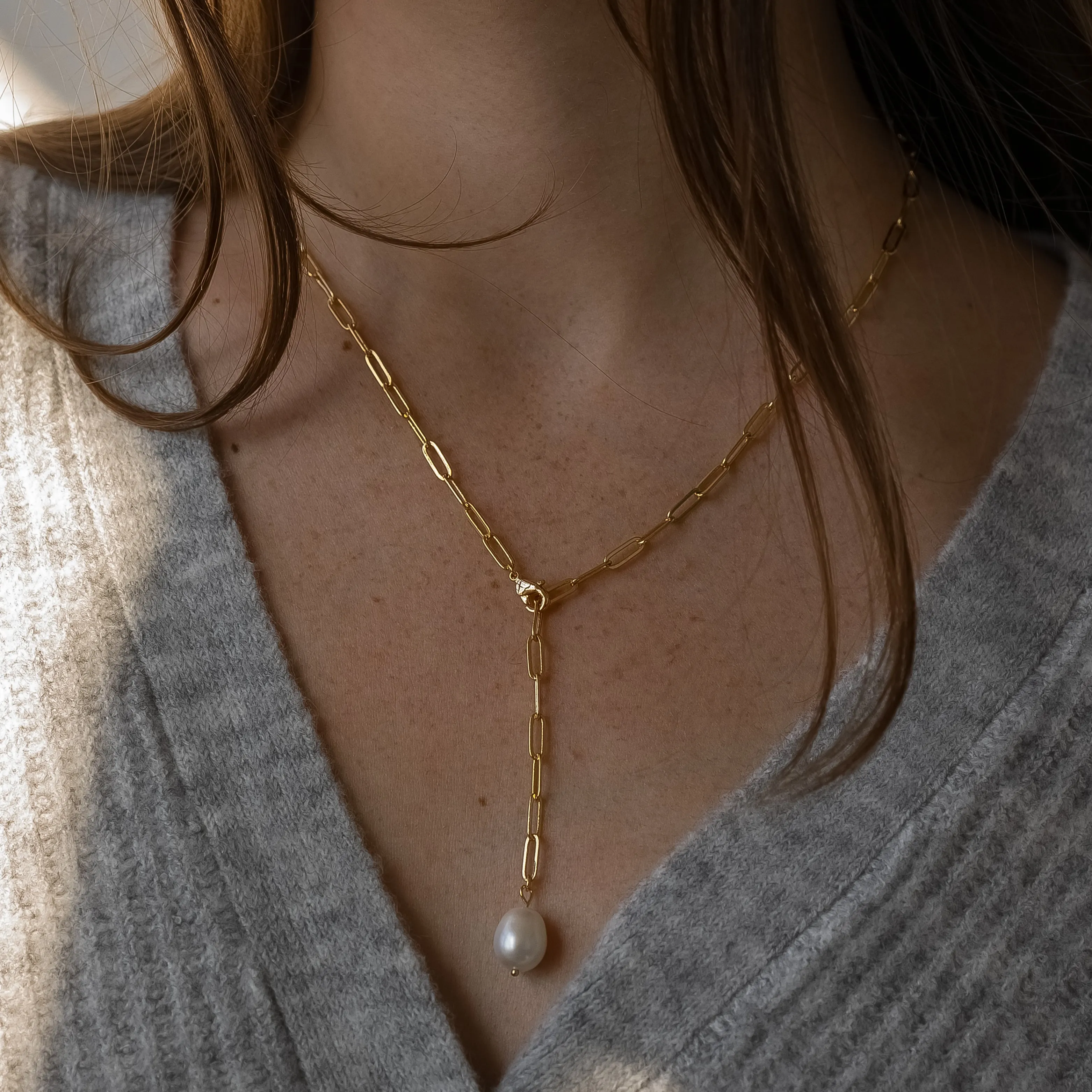 Fortuna Onyx Lariat Necklace