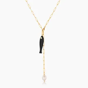 Fortuna Onyx Lariat Necklace