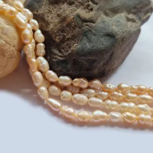 Freshwater, Pear, Real, Pearl, Sold, Per, Line, about,  52 Beads, String, Oval Natural, Color Size, Approximately 5~9mm