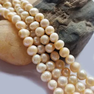 Freshwater, Pear, Real, Pearl, Sold, Per, Line, about,  53 Beads, String, Potato Natural, Color Size, Approximately 7~8mm