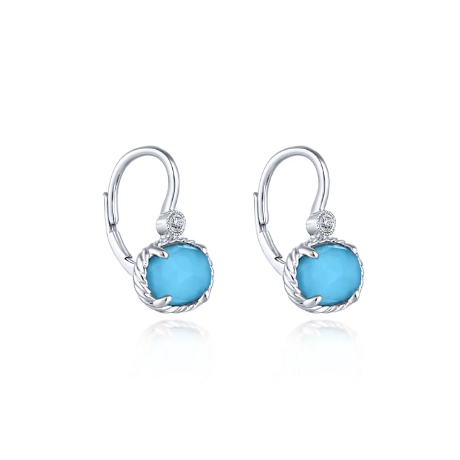 Gabriel & Co. Turquoise and Rock Crystal Diamond Earrings