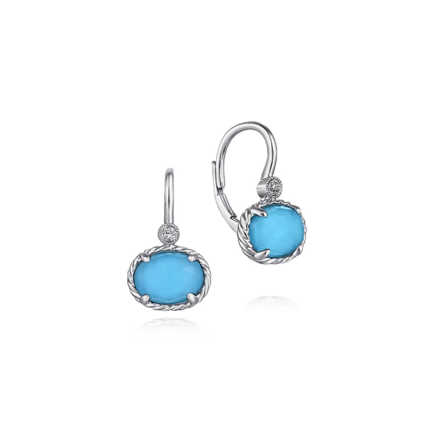 Gabriel & Co. Turquoise and Rock Crystal Diamond Earrings