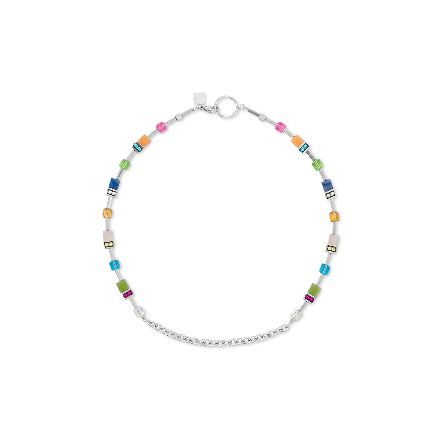 GeoCUBE® Iconic Boho necklace silver-multicolour