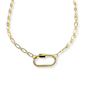 Gold Carabiner Twist Clasp Paperclip Charm Necklace