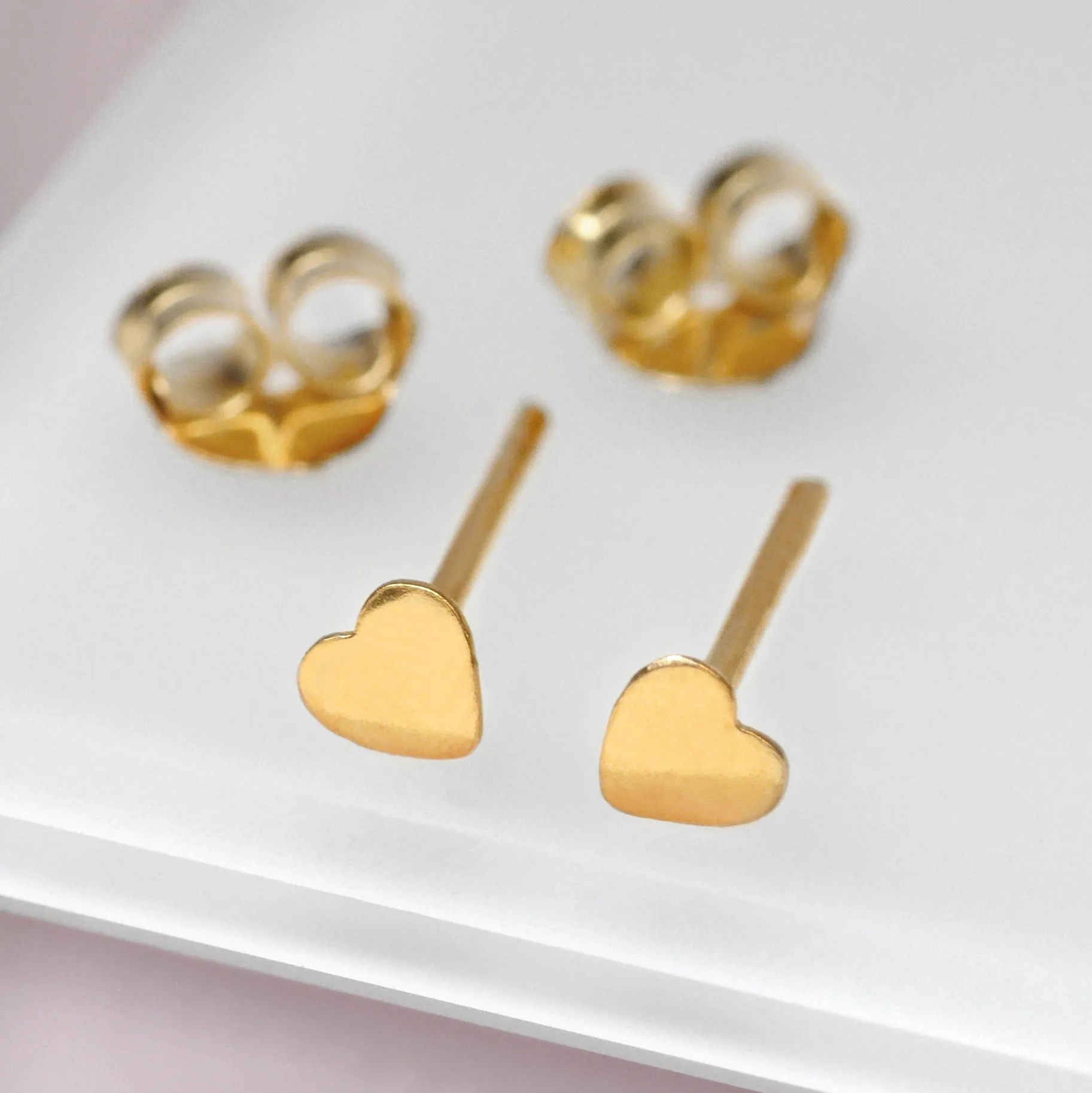 Gold Heart Stud Earrings