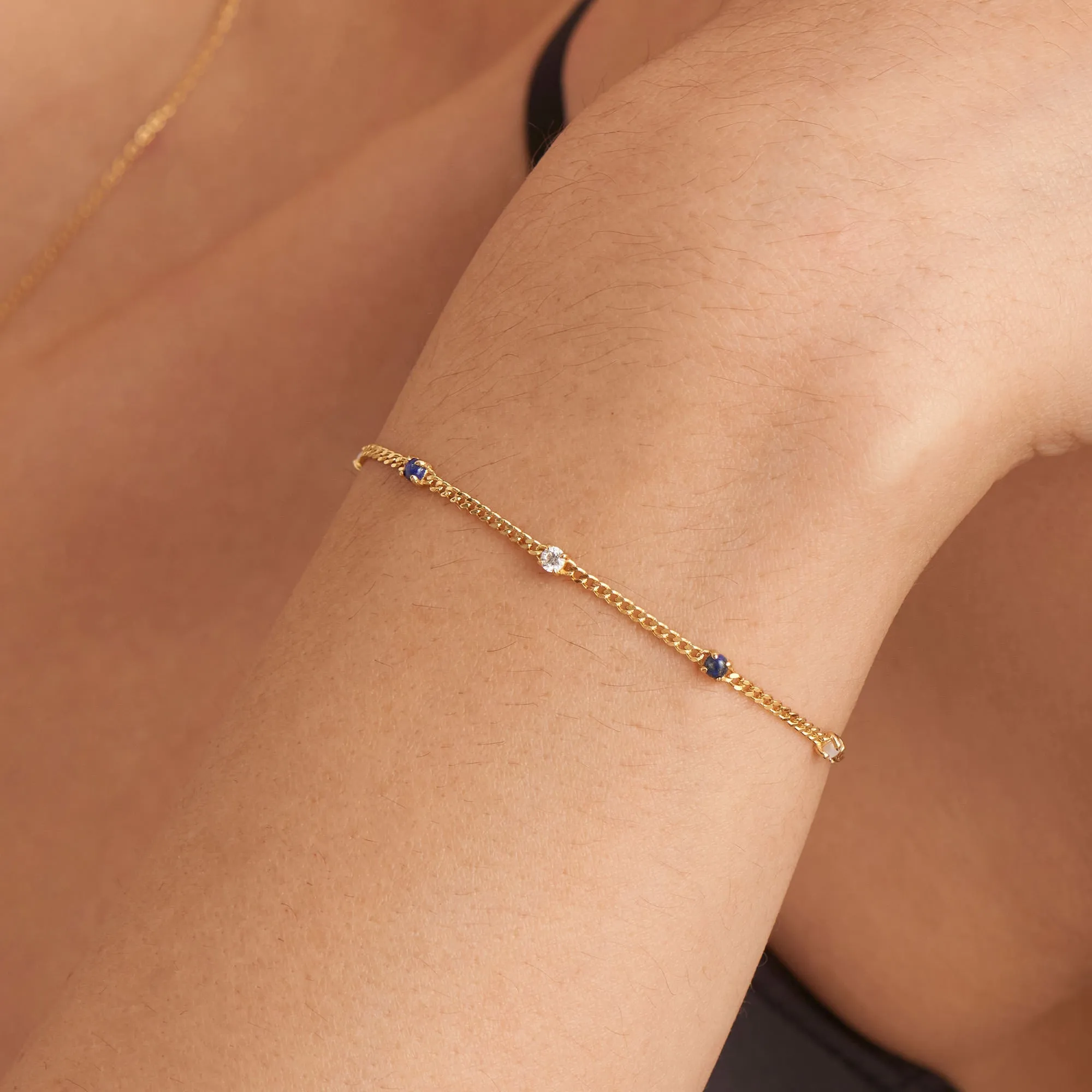 Gold Lapis Chain Bracelet