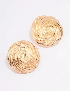 Gold Large Swirl Stud Earrings