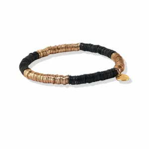 Grace Two Color Block Stretch Bracelet Black And Gold