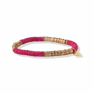 Grace Two Color Block Stretch Bracelet Hot Pink And Gold