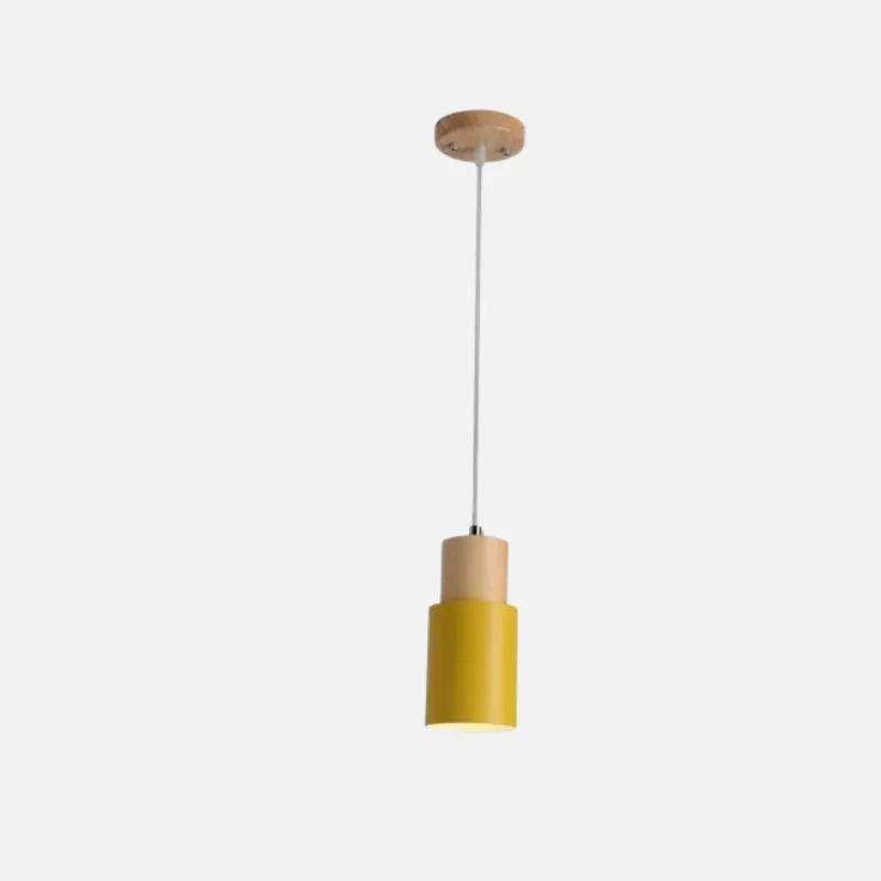 Ingrid Wood & Metal Cylinder Pendant Light - Final Sale