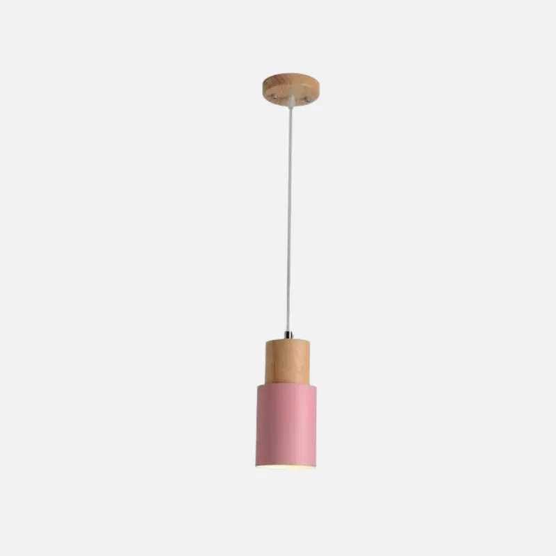 Ingrid Wood & Metal Cylinder Pendant Light - Final Sale