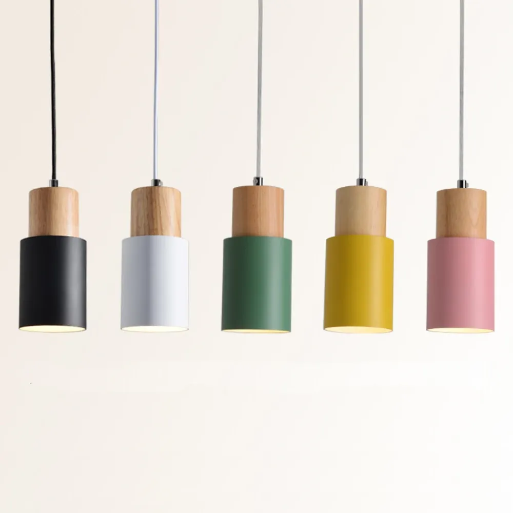 Ingrid Wood & Metal Cylinder Pendant Light - Final Sale