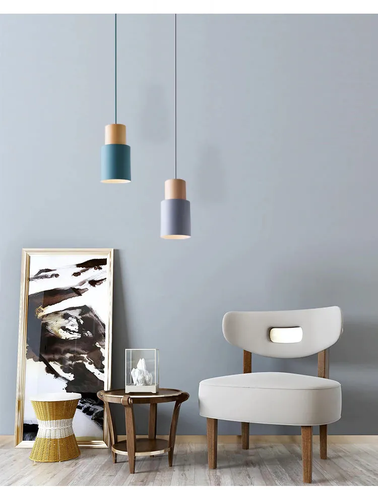 Ingrid Wood & Metal Cylinder Pendant Light - Final Sale