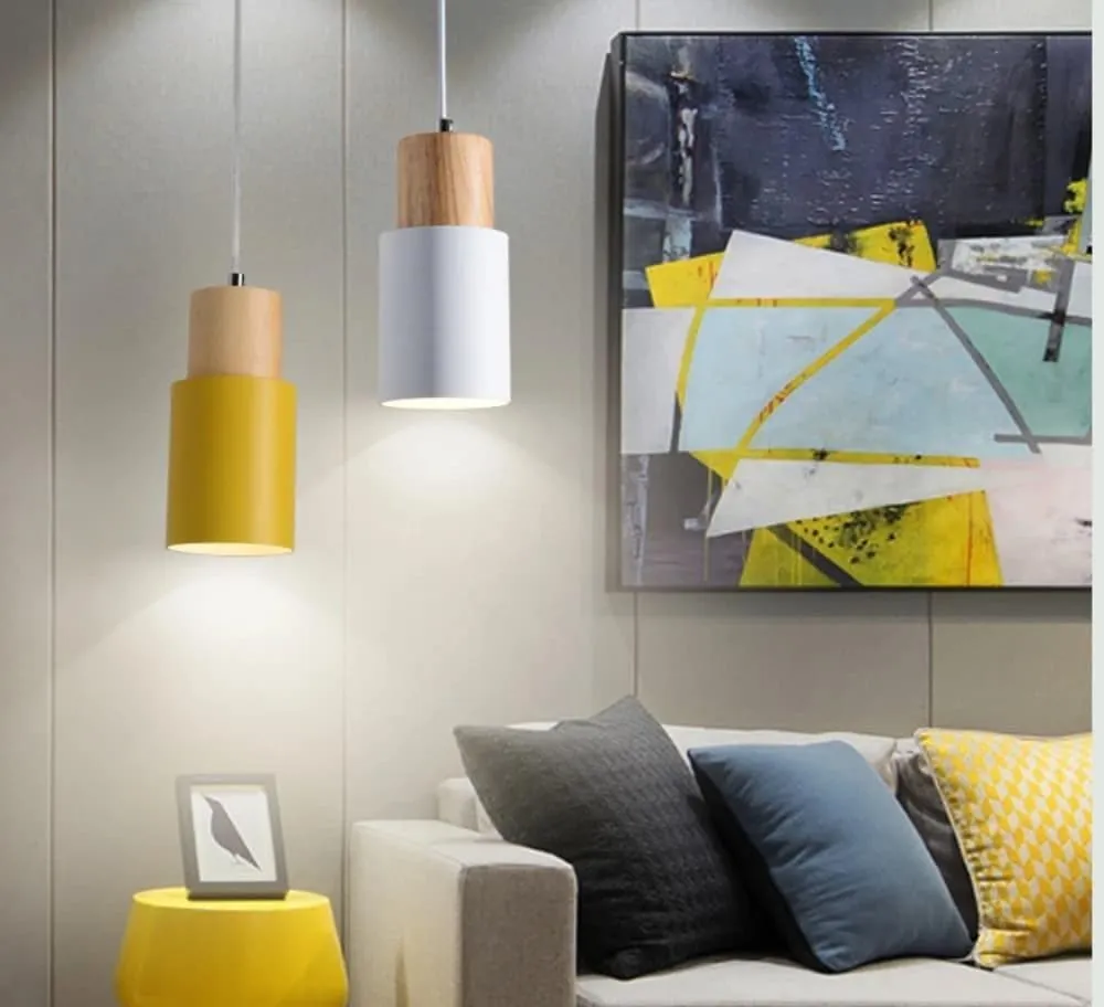 Ingrid Wood & Metal Cylinder Pendant Light - Final Sale