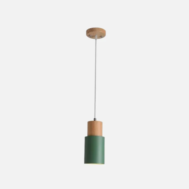 Ingrid Wood & Metal Cylinder Pendant Light - Final Sale