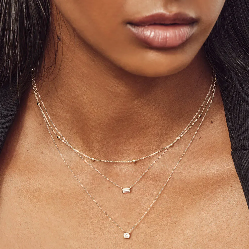 Laboratory-Grown Diamond 0.20ct Baguette Necklace in 10k Gold