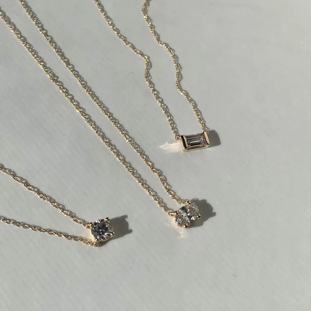 Laboratory-Grown Diamond 0.20ct Baguette Necklace in 10k Gold