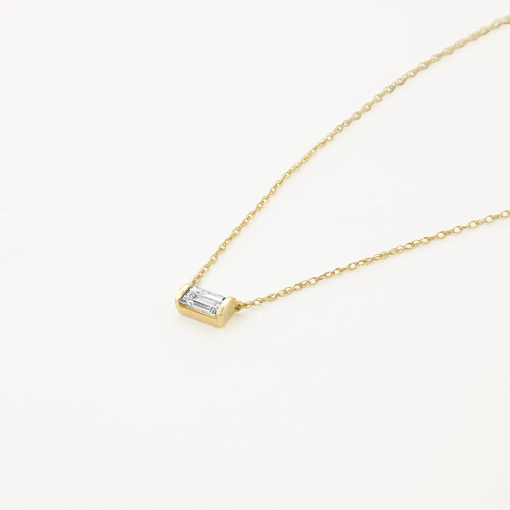 Laboratory-Grown Diamond 0.20ct Baguette Necklace in 10k Gold