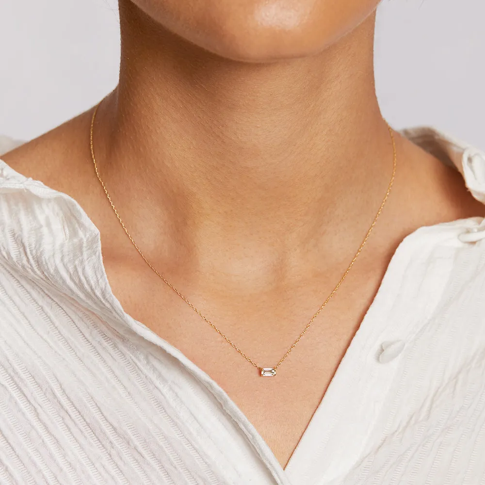 Laboratory-Grown Diamond 0.20ct Baguette Necklace in 10k Gold