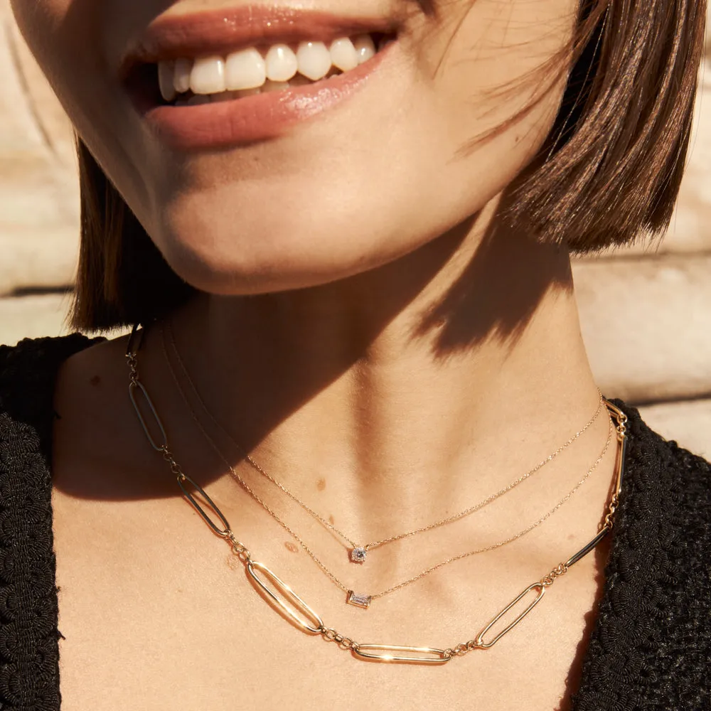 Laboratory-Grown Diamond 0.20ct Baguette Necklace in 10k Gold