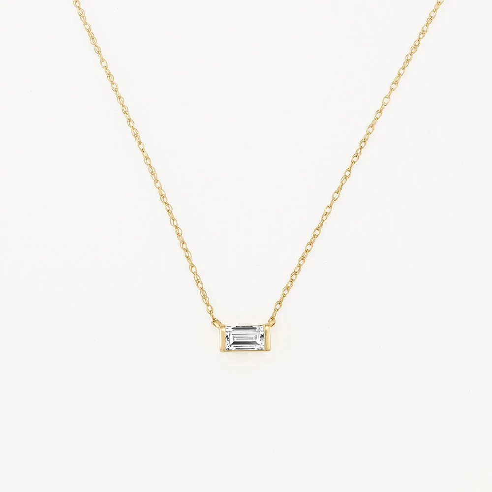 Laboratory-Grown Diamond 0.20ct Baguette Necklace in 10k Gold