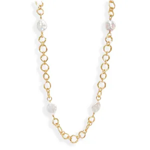 Large flat pearl station necklace