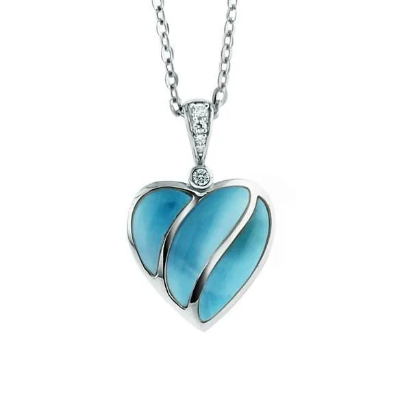 Larimar Striped Heart Pendant