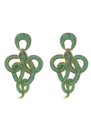 Latelita London Viper Snake Drop Earrings Gold Emerald