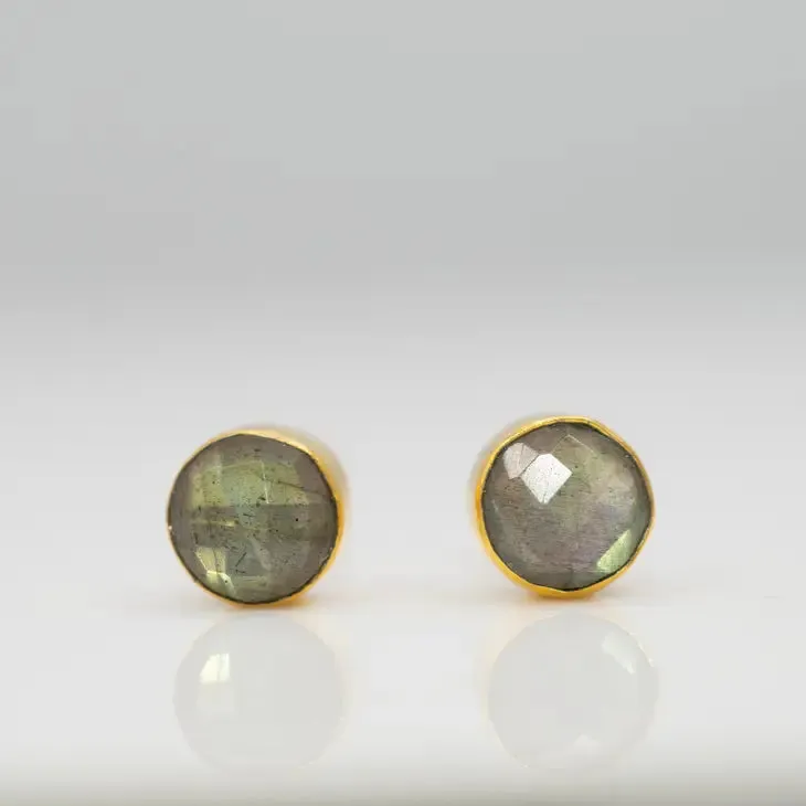 Leslie Francesca - Rose Cut Stud Earrings (Labradorite)