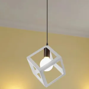 Loft Style Cubic Cage Pendant Light with Colorful Shades for Dining Room