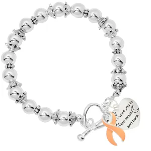 Love You Peach Ribbon Beaded Bracelets