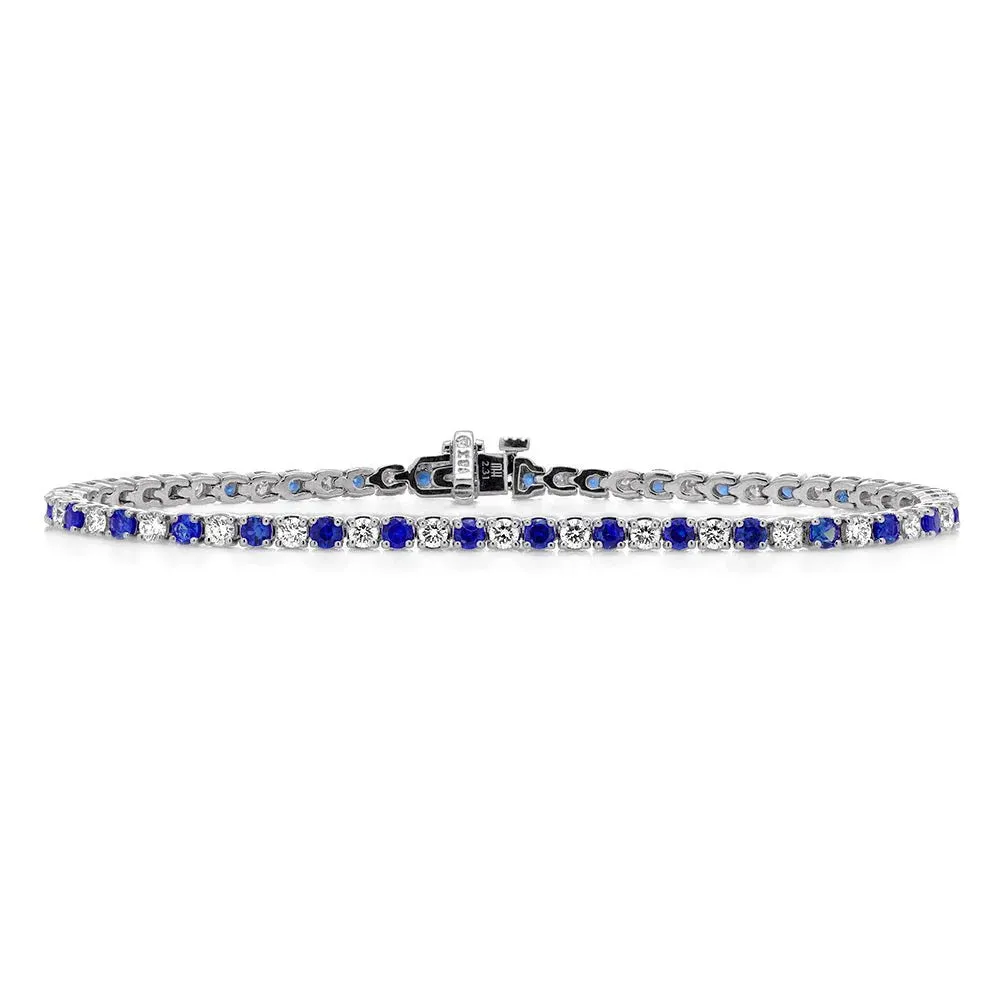 Mark Henry 18k White Gold Alternating Sapphire and Diamond Tennis Bracelet