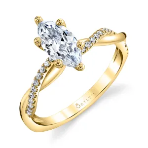 Marquise Diamond Spiral Engagement Ring - Yasmine 18k Gold Yellow