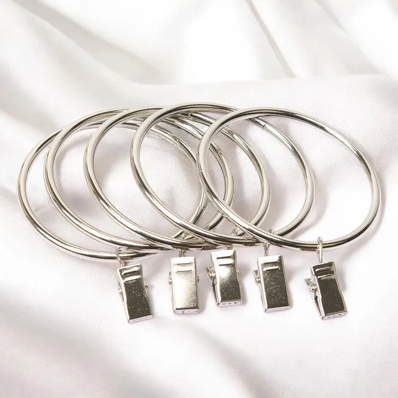 Metal Curtain Rings with Clips - 15 Pack