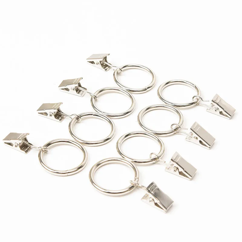 Metal Curtain Rings with Clips - 15 Pack