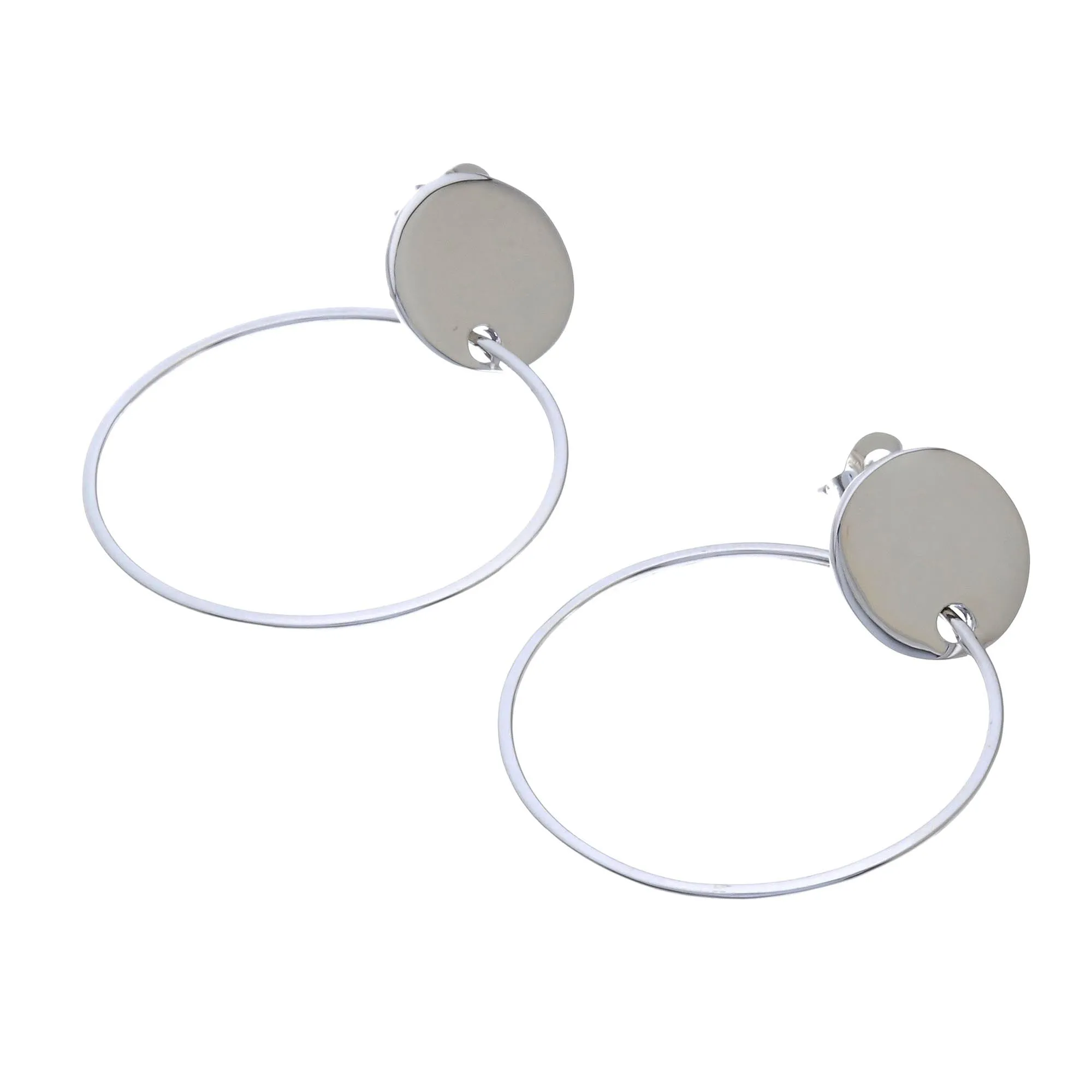 Moon Rings Circular Modern Sterling Silver Dangle Earrings