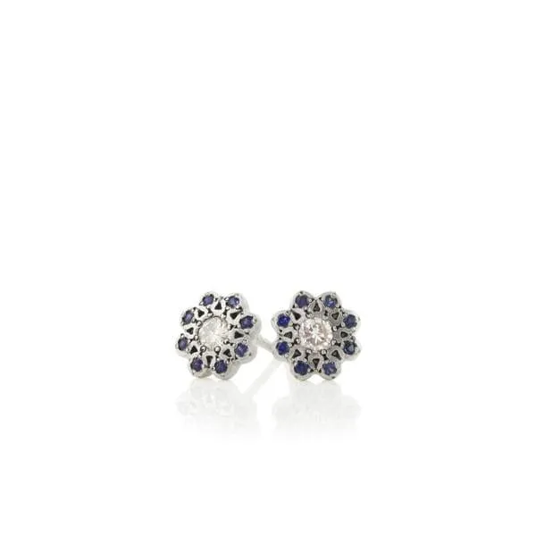 MOONFLOWER CHARM STUDS SAPPHIRE