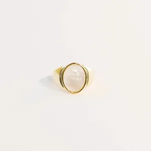 Mother of Pearl Signet Ring, Size 6