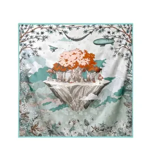 Mulberry Silk 14 Momme Square Scarf Mint Forest 108x108 cm