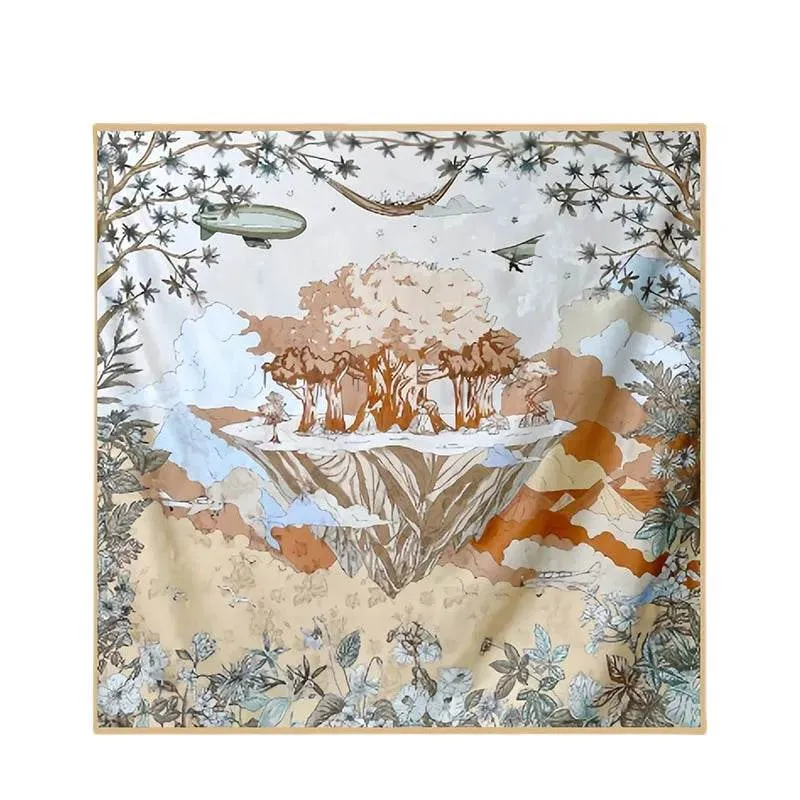 Mulberry Silk 14 Momme Square Scarf Mint Forest 108x108 cm