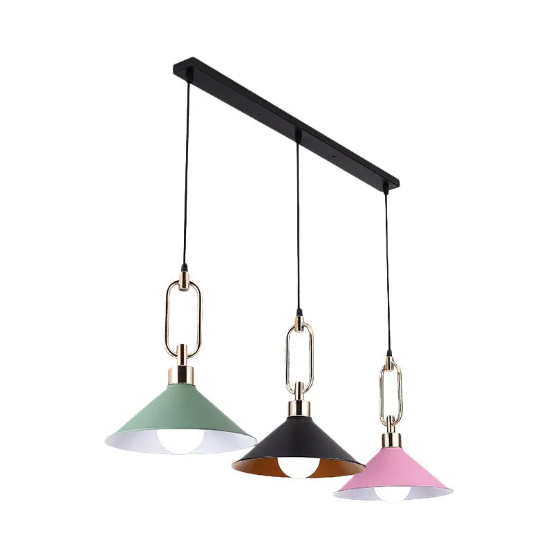 Multi-Light Macaron Pendant Lamp with Colorful Flare and Black Canopy