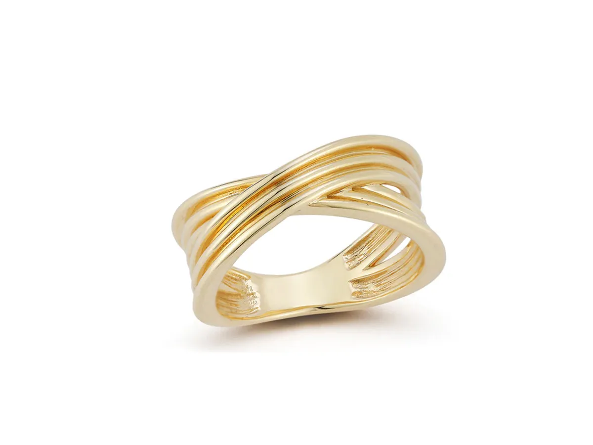 Nana Bernice Large Gold Crossover Ring