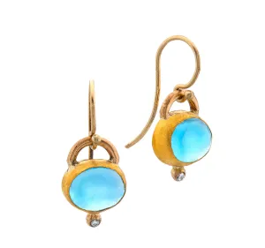 Nava Zahavi Yellow Gold Blue Topaz and Diamond Earrings